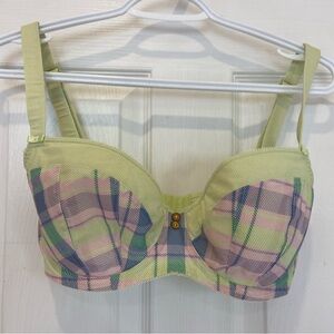 Freya 30FF Totally Tartan Underwire Bra Plaid Pastel Light Padding Boutique Bra